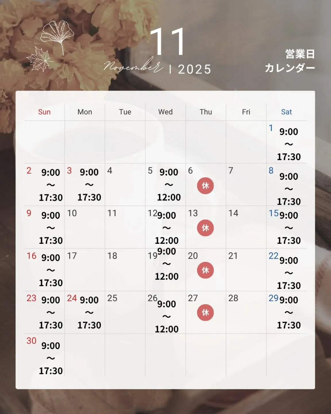 11月の診療のお知らせ